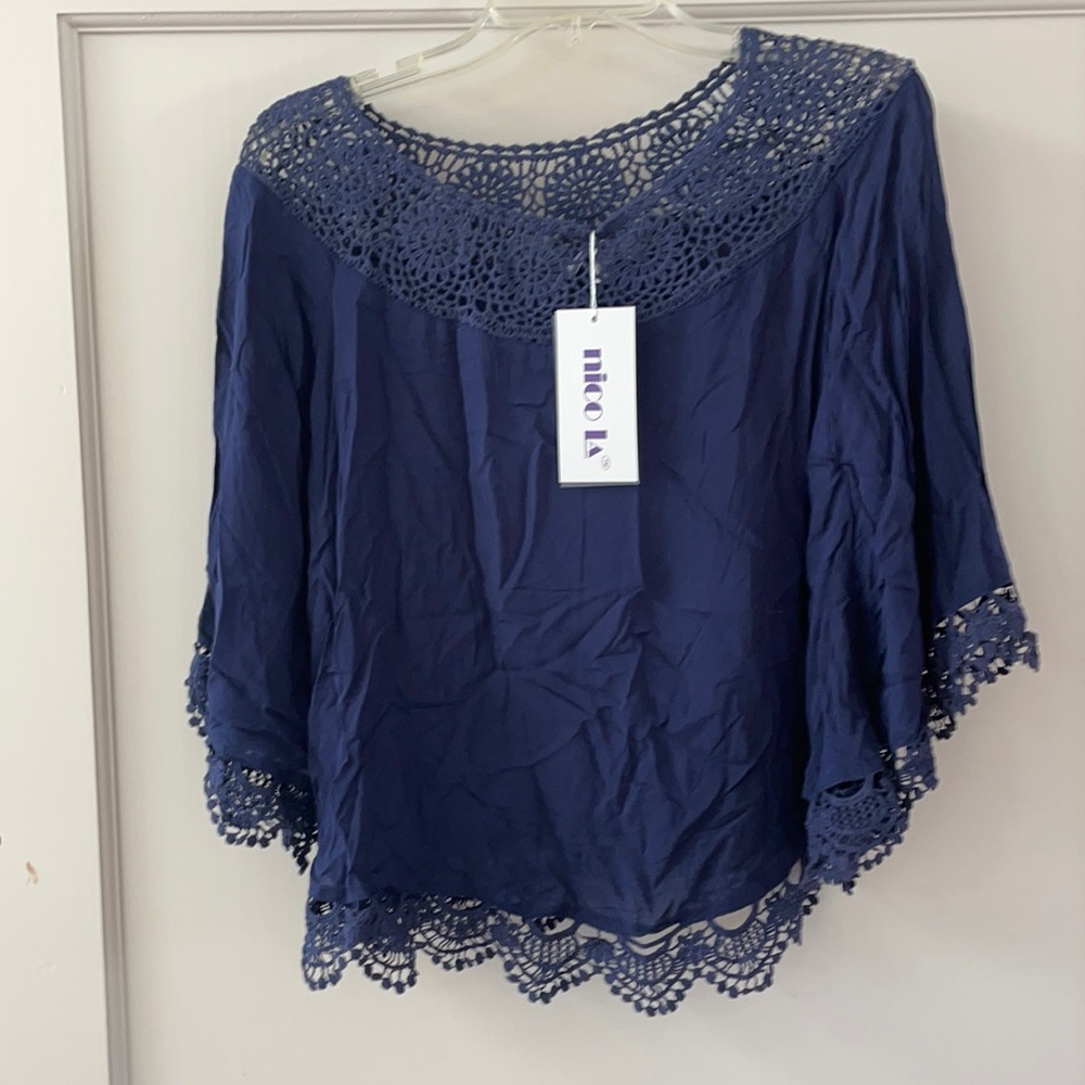 NWT Nico LA Navy Boat Neck Top